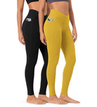 2-Pack 28 ODCLOUD Crossover Lounge Yoga Waist Leggings with Pockets Black+mango Mint - ododos