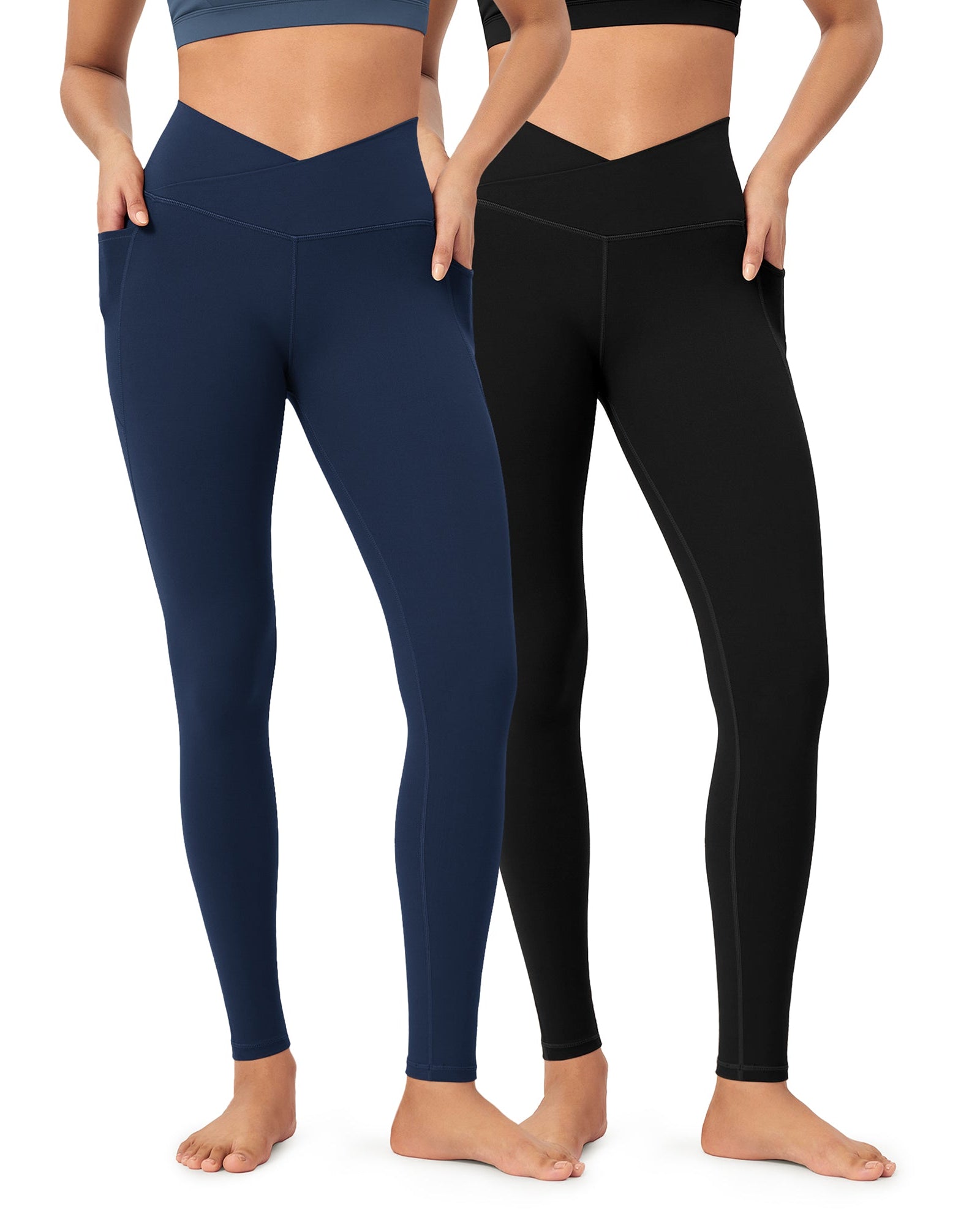 2-Pack 28 ODCLOUD Crossover Lounge Yoga Waist Leggings with Pockets - ododos