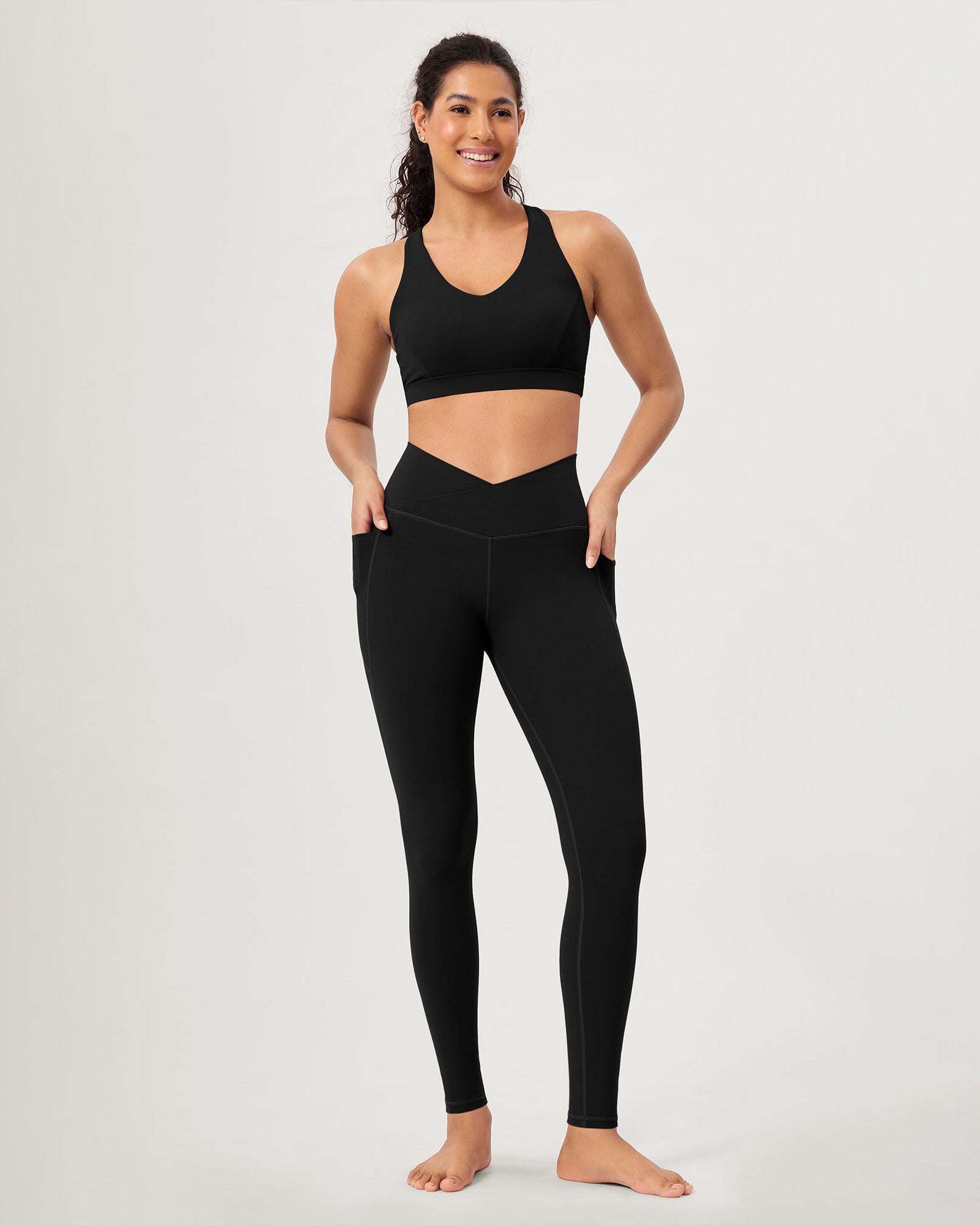 28 ODCLOUD Crossover Lounge Yoga Waist Leggings with Pockets - ododos