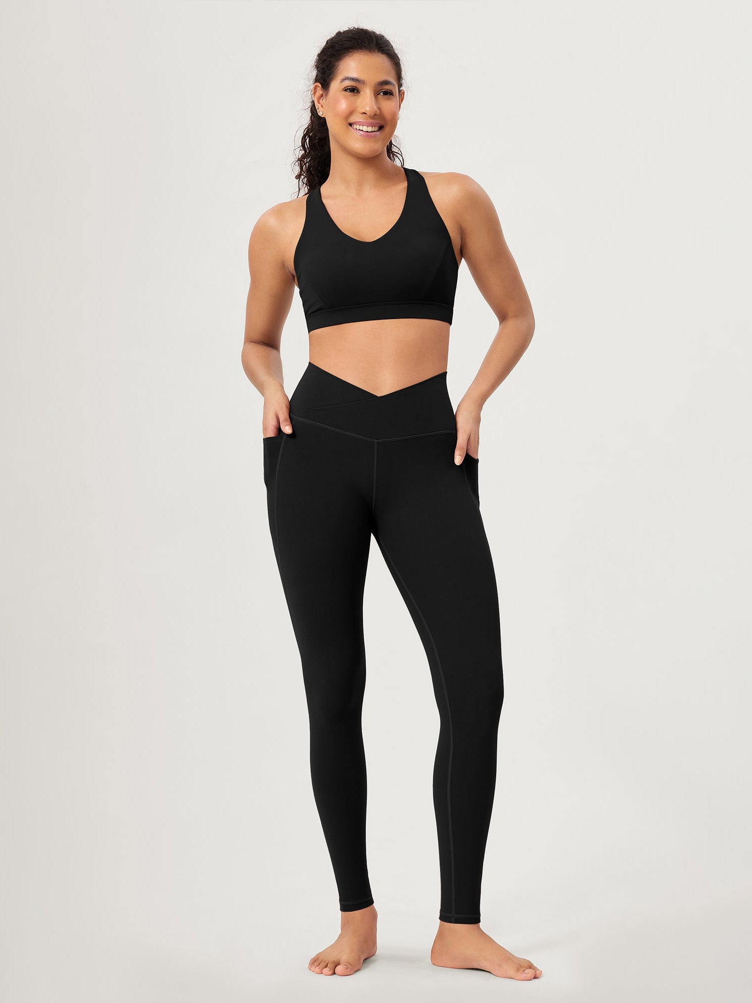 28 ODCLOUD Crossover Lounge Yoga Waist Leggings with Pockets - ododos