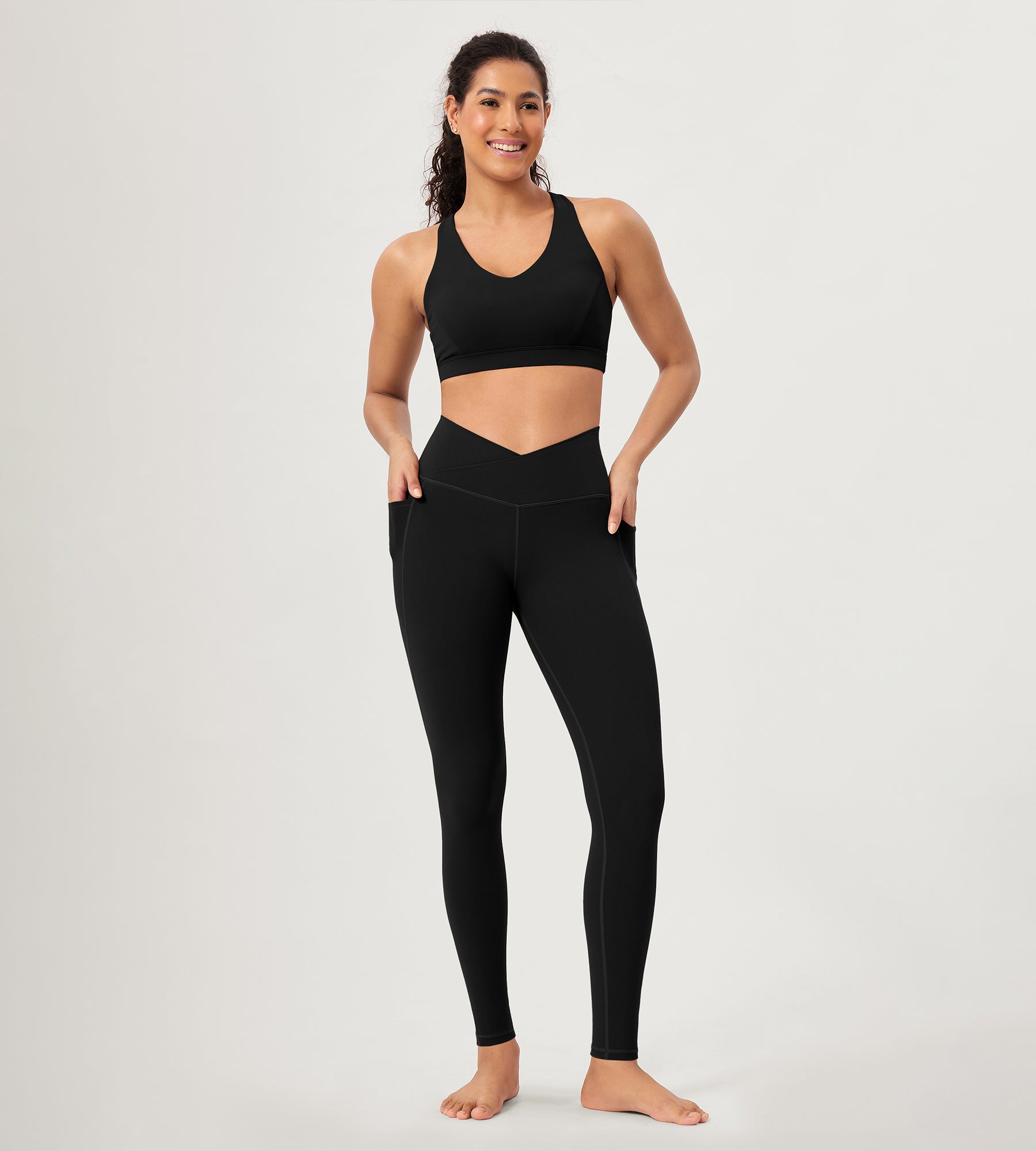28 ODCLOUD Crossover Lounge Yoga Waist Leggings with Pockets - ododos
