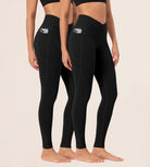 2-Pack 28 ODCLOUD Crossover Lounge Yoga Waist Leggings with Pockets Black+Black - ododos
