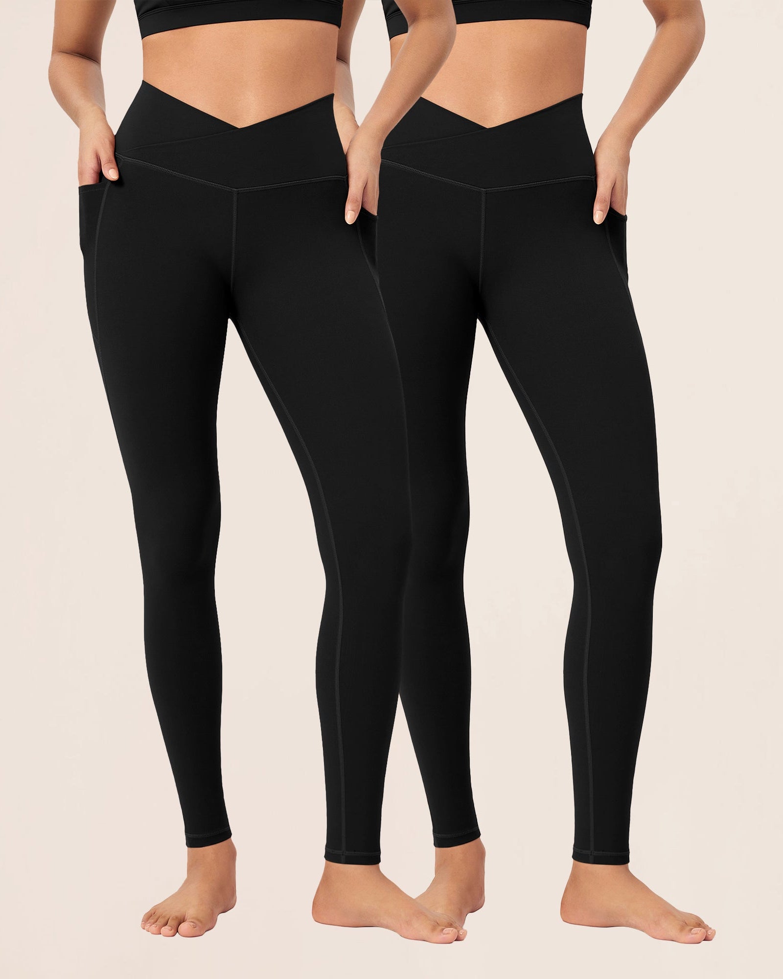 2-Pack 28 ODCLOUD Crossover Lounge Yoga Waist Leggings with Pockets - ododos