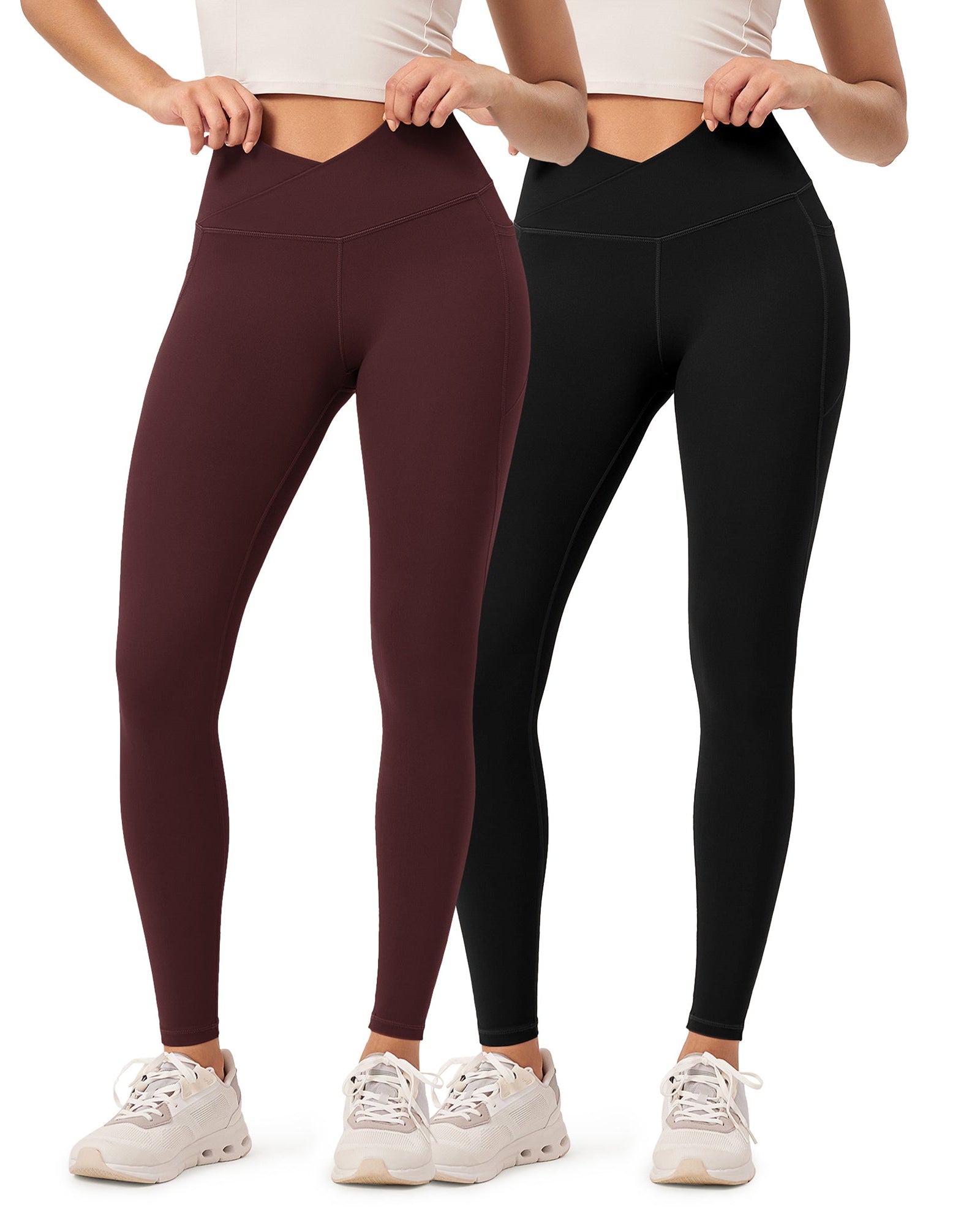 2-Pack 28 ODCLOUD Crossover Lounge Yoga Waist Leggings with Pockets - ododos
