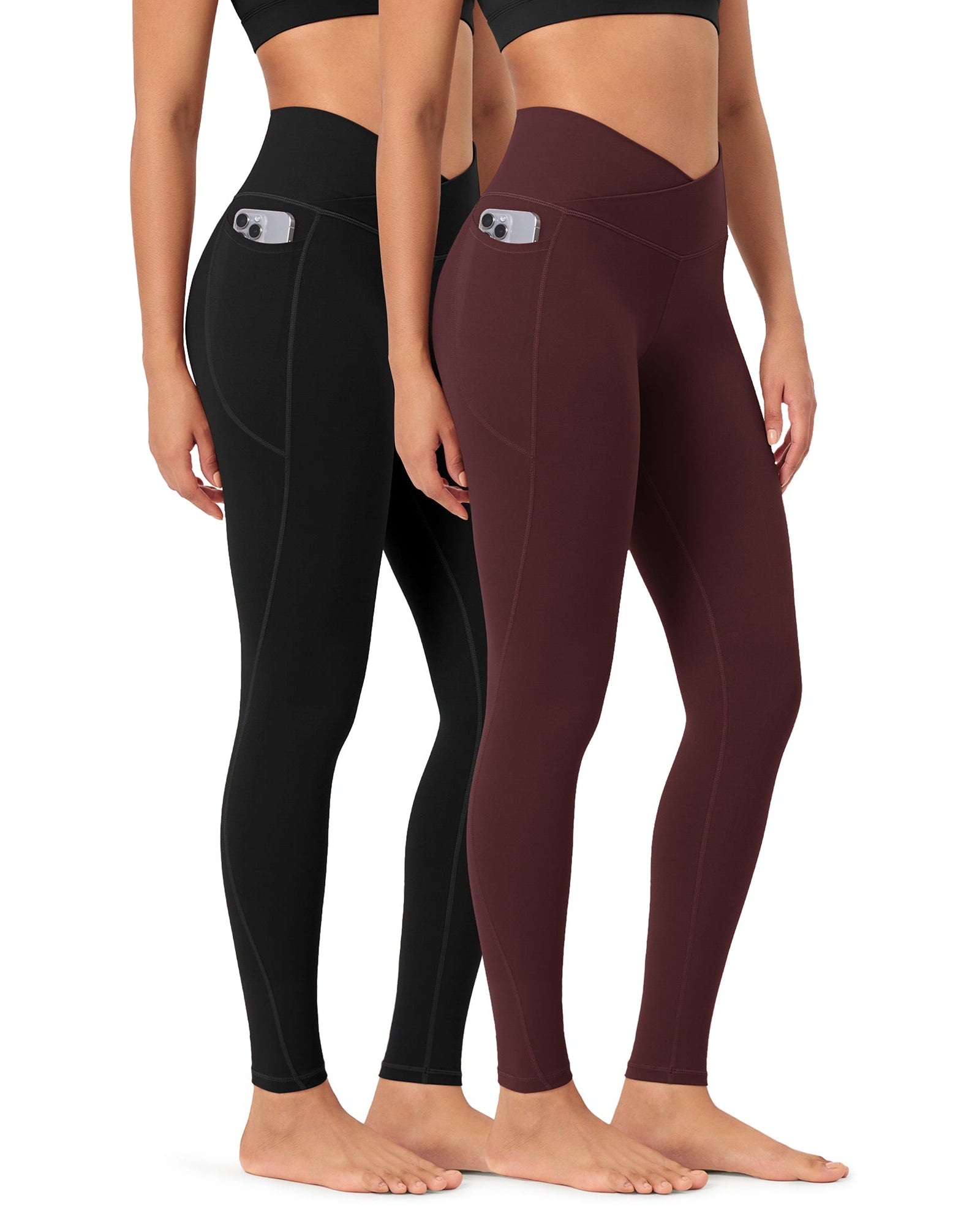 2-Pack 28 ODCLOUD Crossover Lounge Yoga Waist Leggings with Pockets - ododos