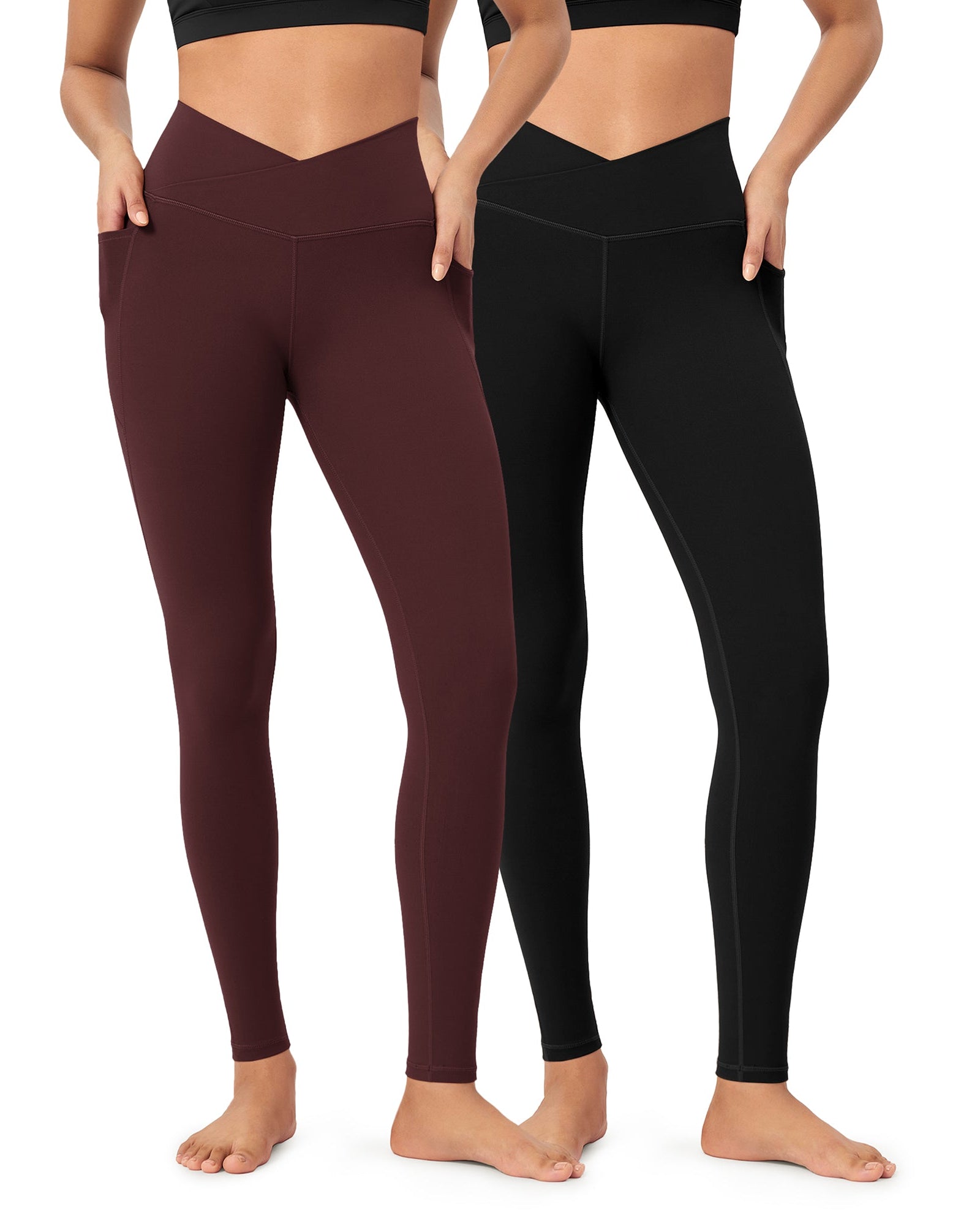 2-Pack 28 ODCLOUD Crossover Lounge Yoga Waist Leggings with Pockets - ododos