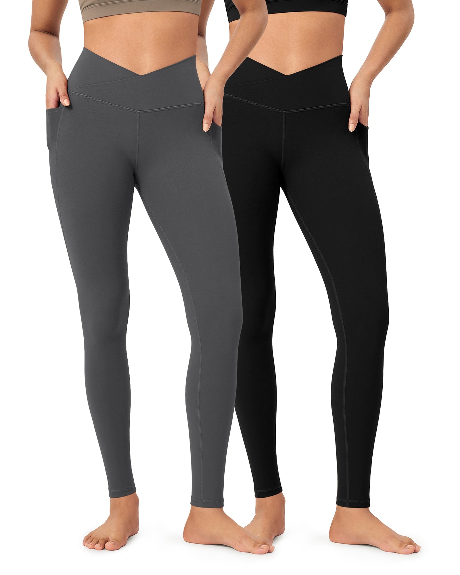 2-Pack 28 ODCLOUD Crossover Lounge Yoga Waist Leggings with Pockets - ododos