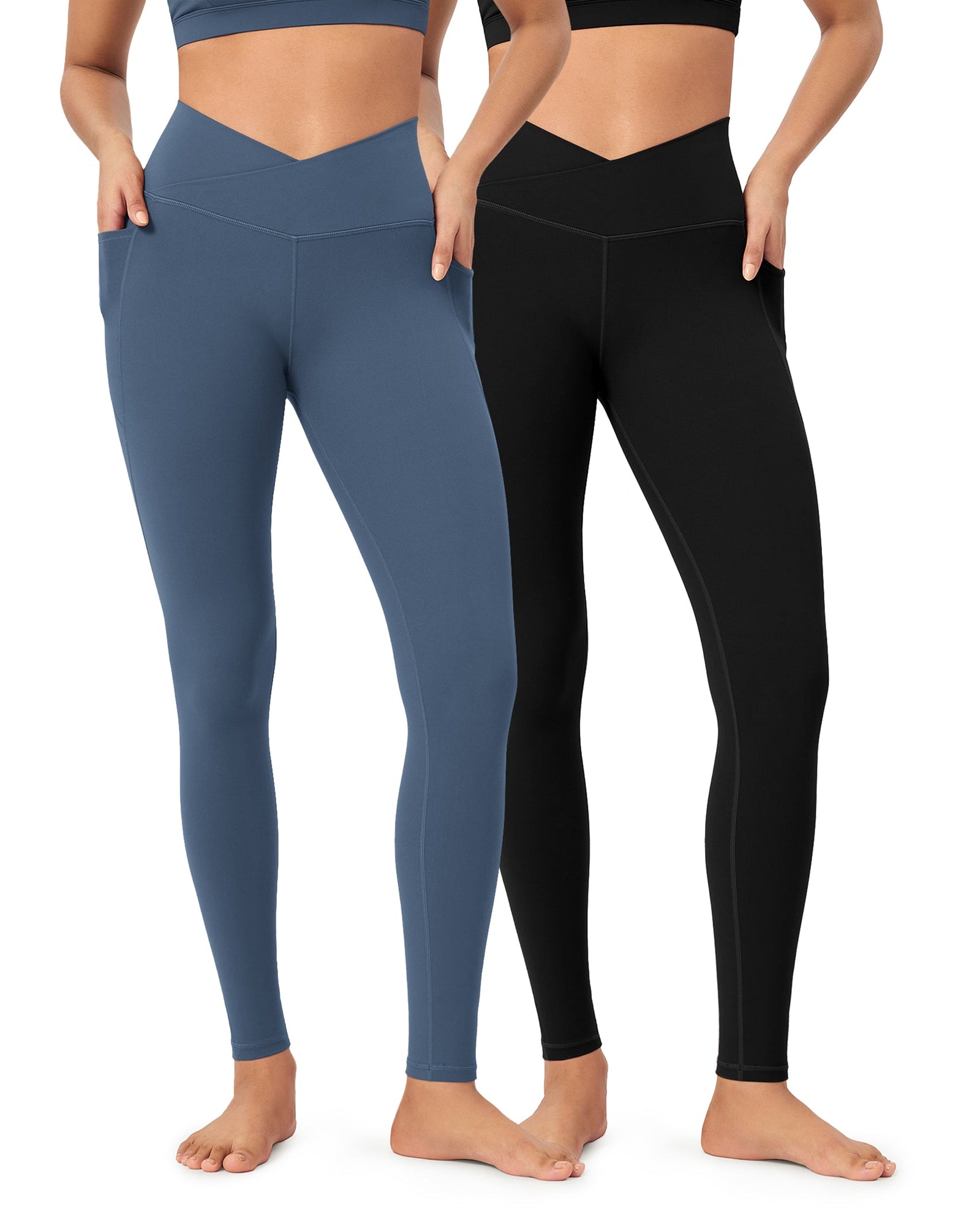 2-Pack 28 ODCLOUD Crossover Lounge Yoga Waist Leggings with Pockets - ododos