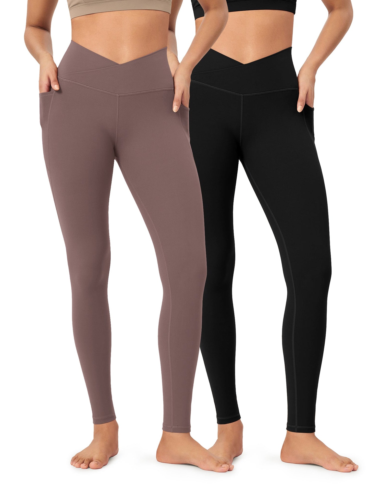 2-Pack 28 ODCLOUD Crossover Lounge Yoga Waist Leggings with Pockets - ododos
