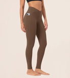 28 ODCLOUD Crossover Lounge Yoga Waist Leggings with Pockets Brunette - ododos