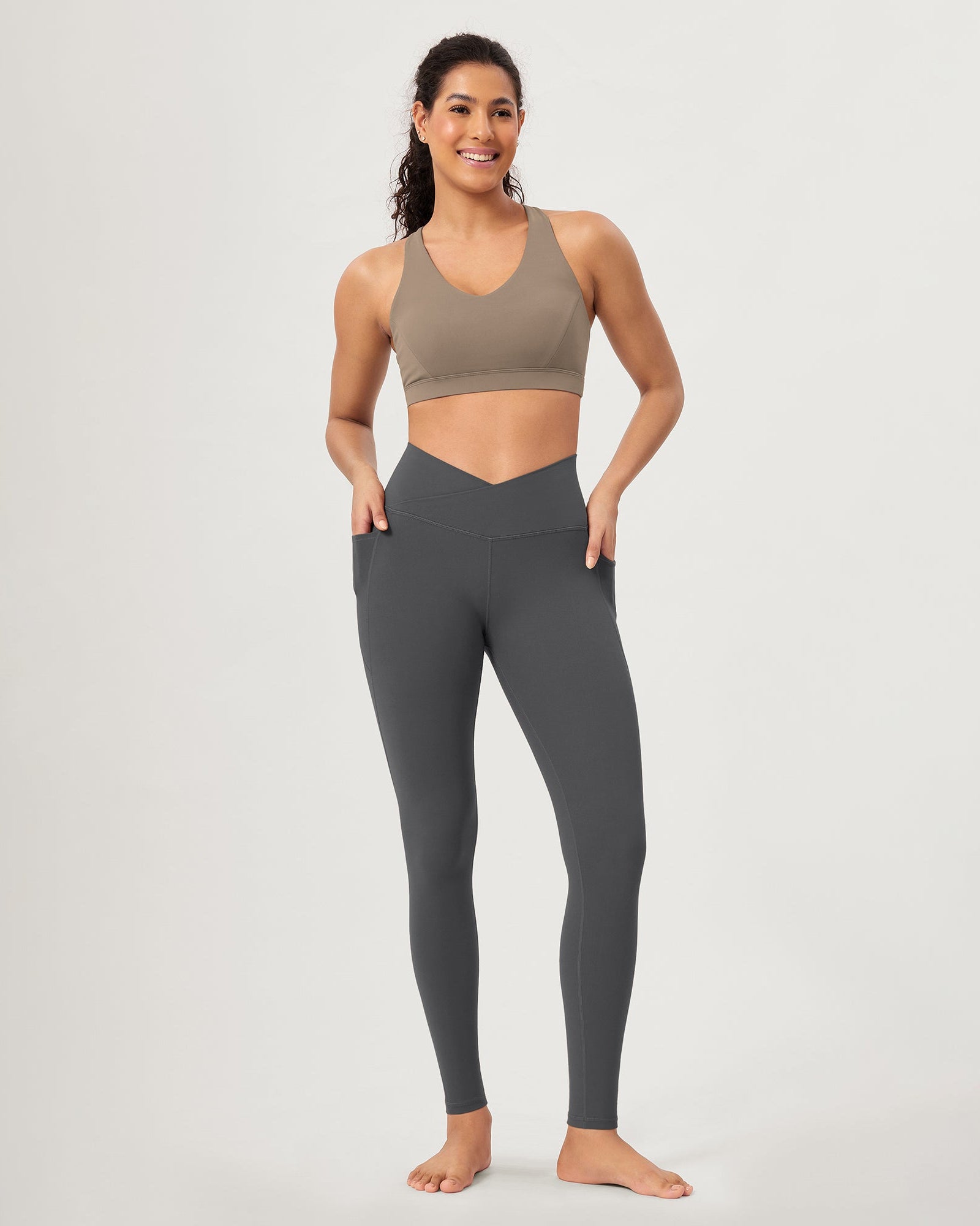 28 ODCLOUD Crossover Lounge Yoga Waist Leggings with Pockets - ododos