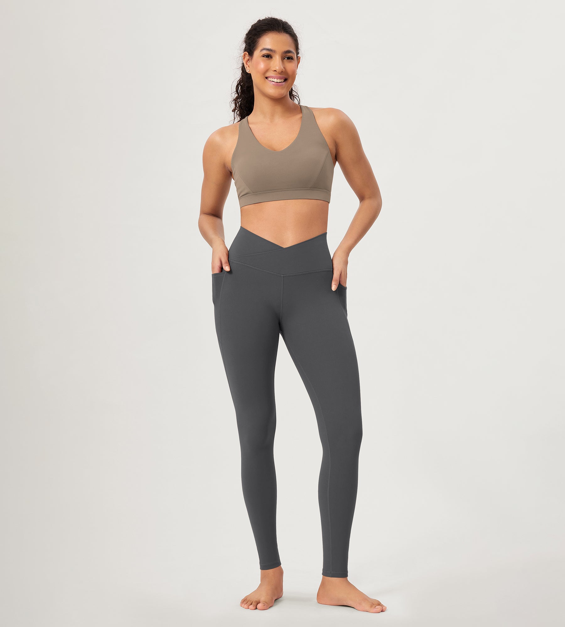 28 ODCLOUD Crossover Lounge Yoga Waist Leggings with Pockets - ododos