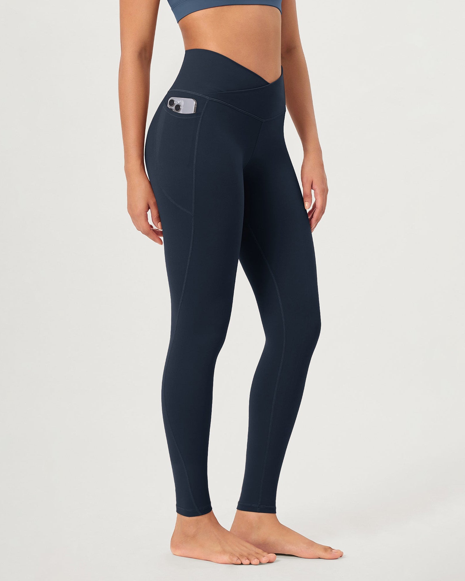 28 ODCLOUD Crossover Lounge Yoga Waist Leggings with Pockets Deep Navy - ododos