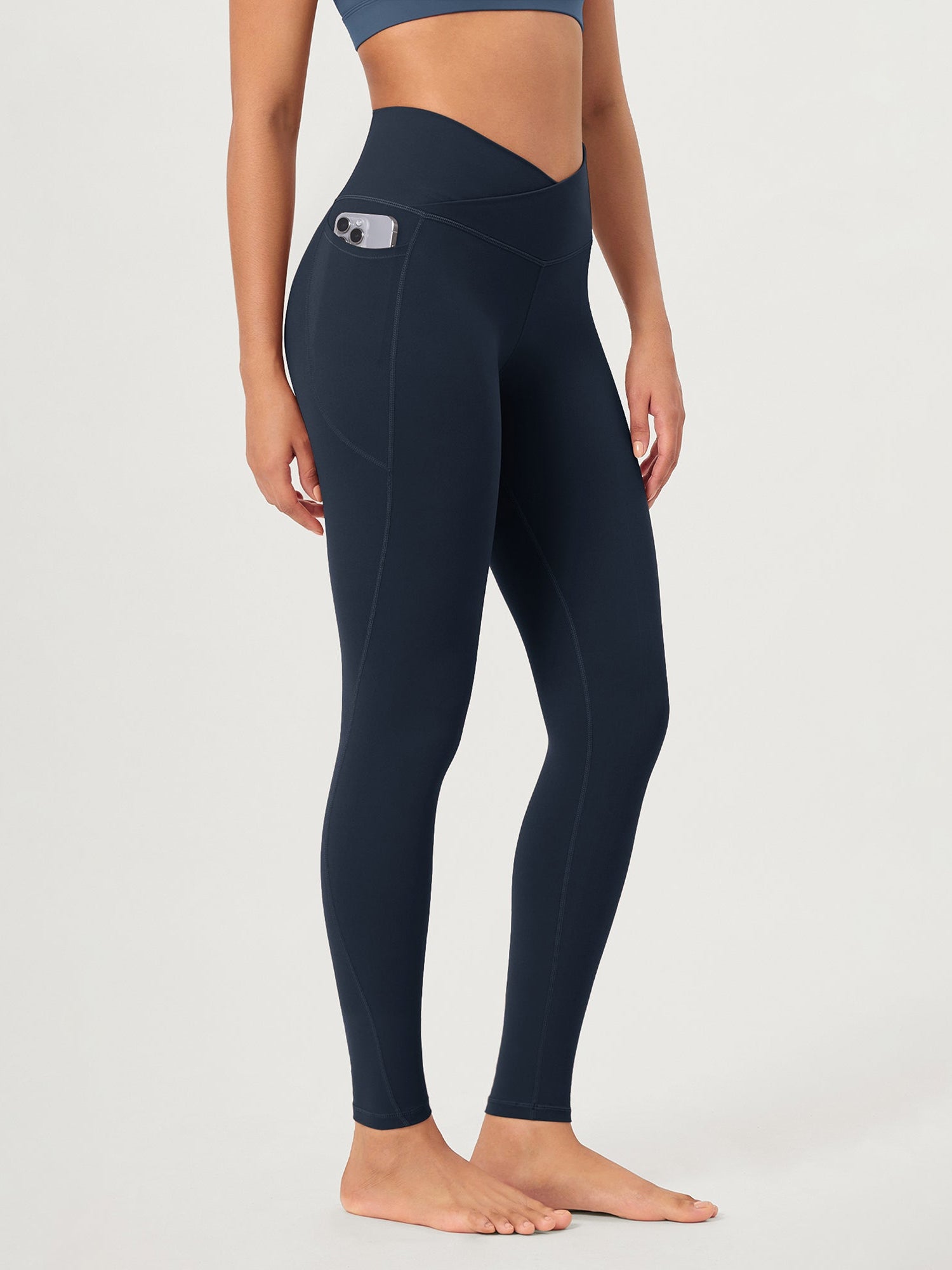 28 ODCLOUD Crossover Lounge Yoga Waist Leggings with Pockets Deep Navy - ododos