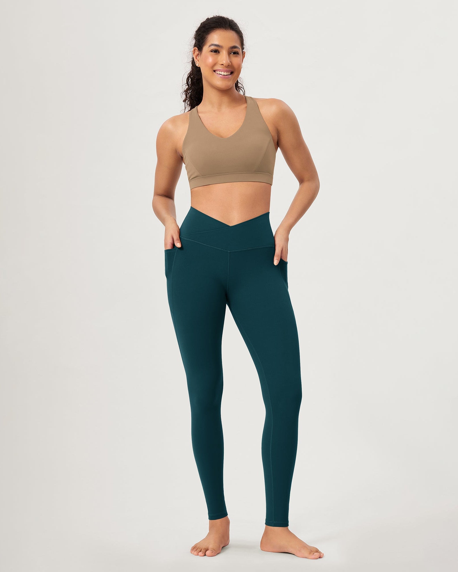 28 ODCLOUD Crossover Lounge Yoga Waist Leggings with Pockets - ododos