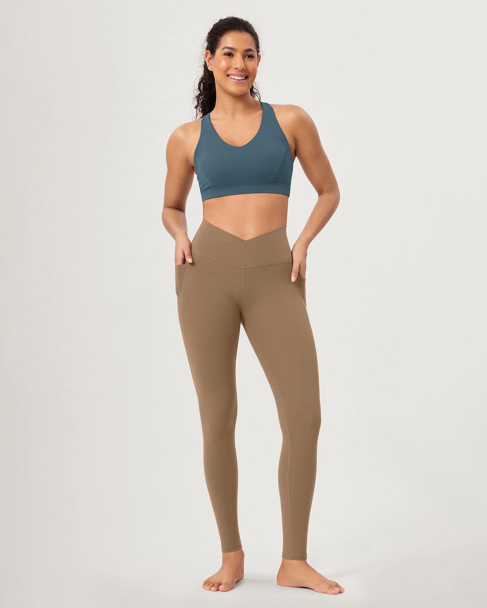 28 ODCLOUD Crossover Lounge Yoga Waist Leggings with Pockets - ododos