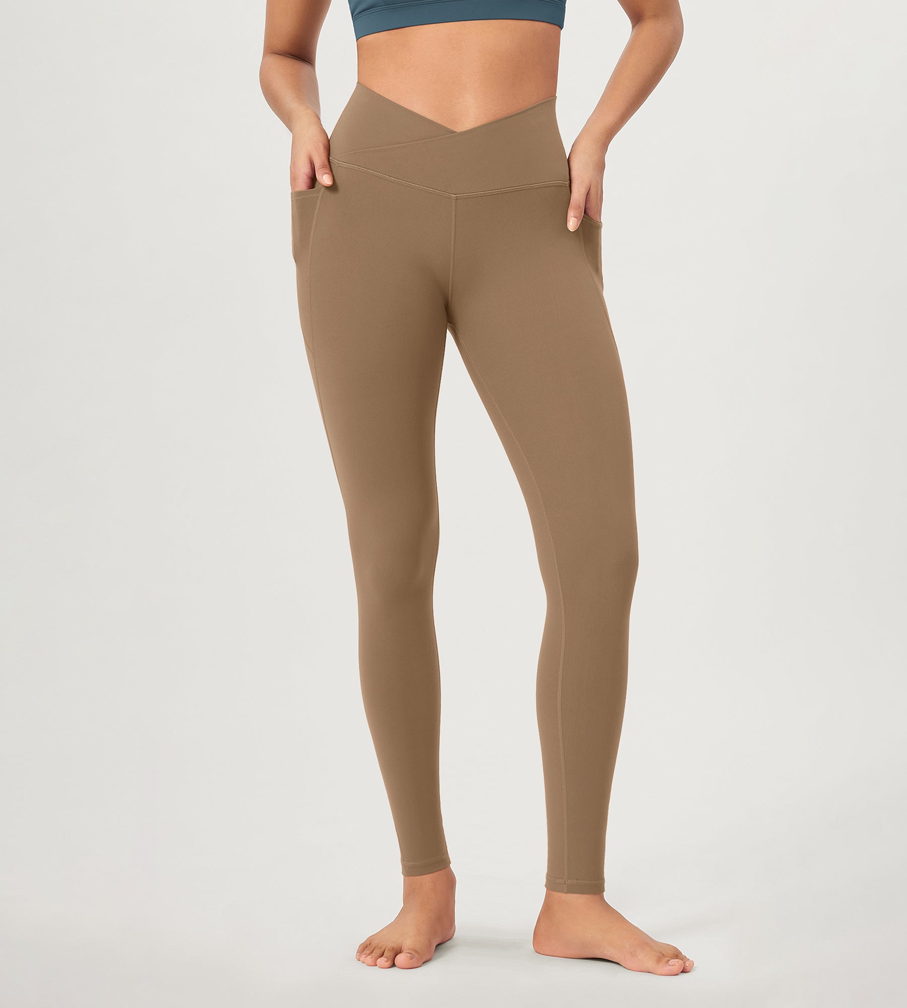 28 ODCLOUD Crossover Lounge Yoga Waist Leggings with Pockets - ododos