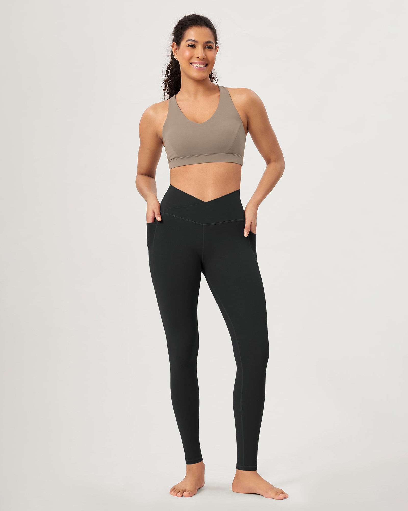 28 ODCLOUD Crossover Lounge Yoga Waist Leggings with Pockets - ododos