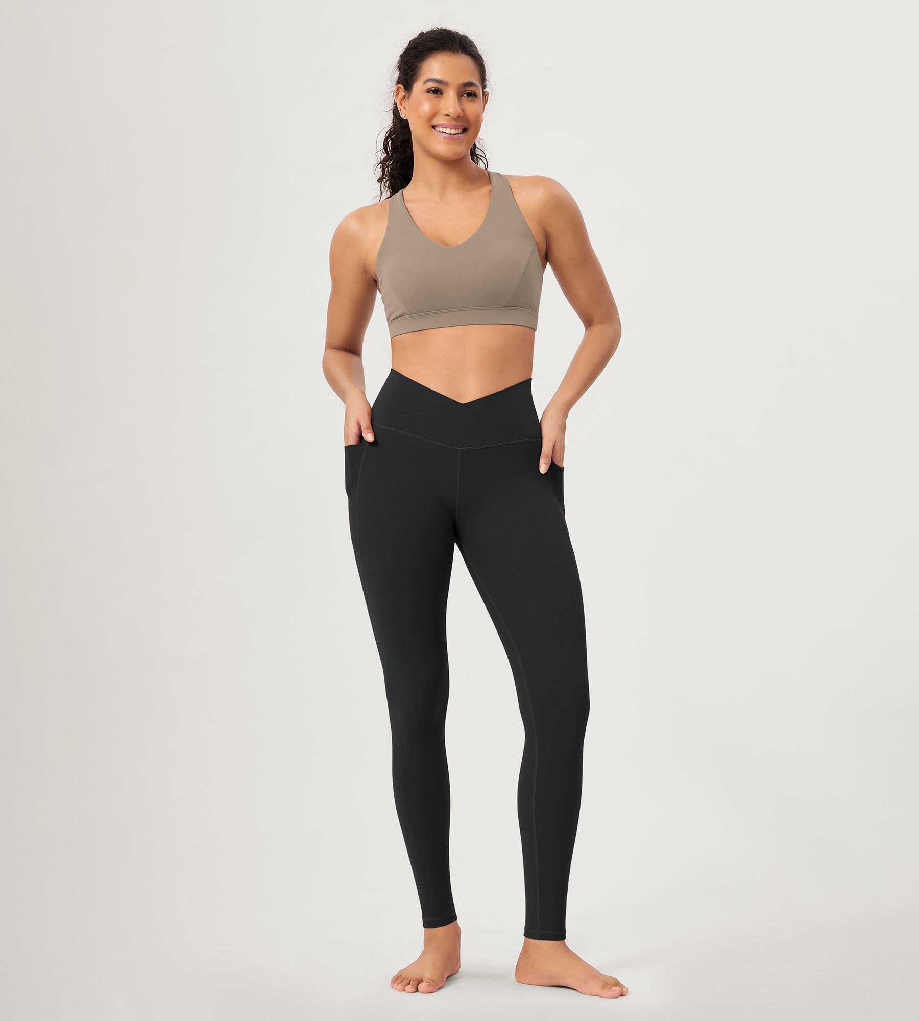 28 ODCLOUD Crossover Lounge Yoga Waist Leggings with Pockets - ododos