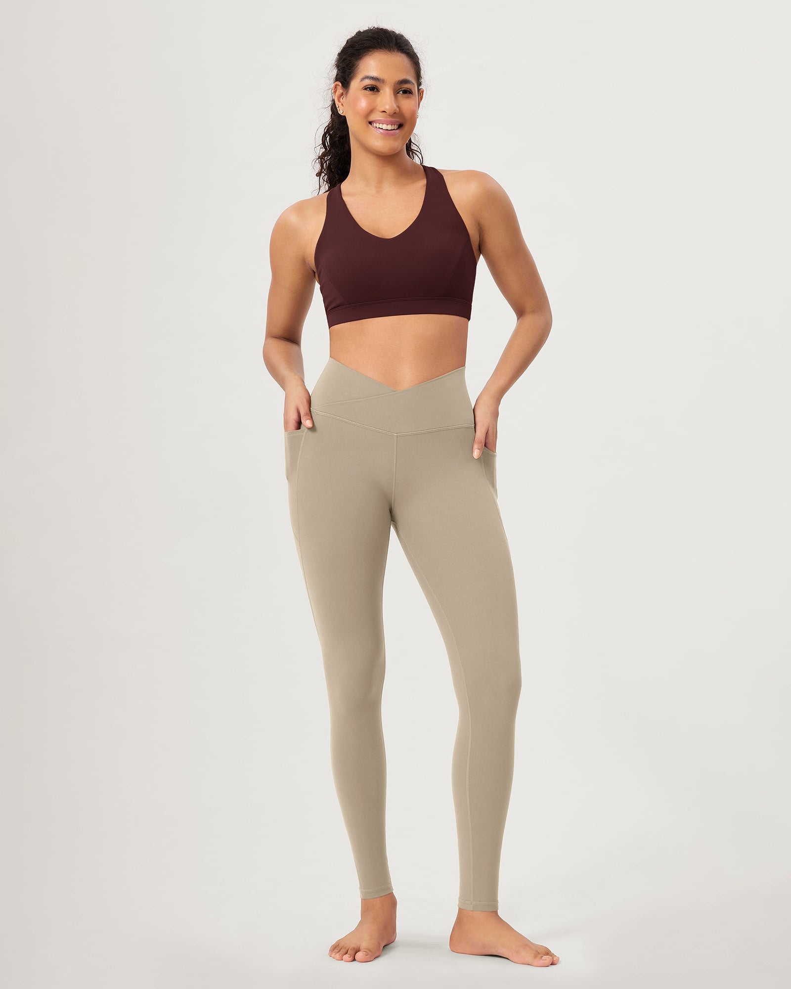 28 ODCLOUD Crossover Lounge Yoga Waist Leggings with Pockets - ododos