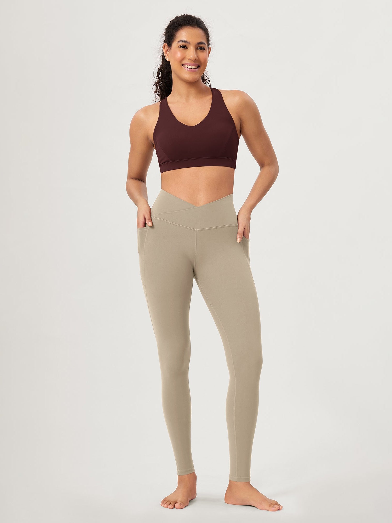 28 ODCLOUD Crossover Lounge Yoga Waist Leggings with Pockets - ododos