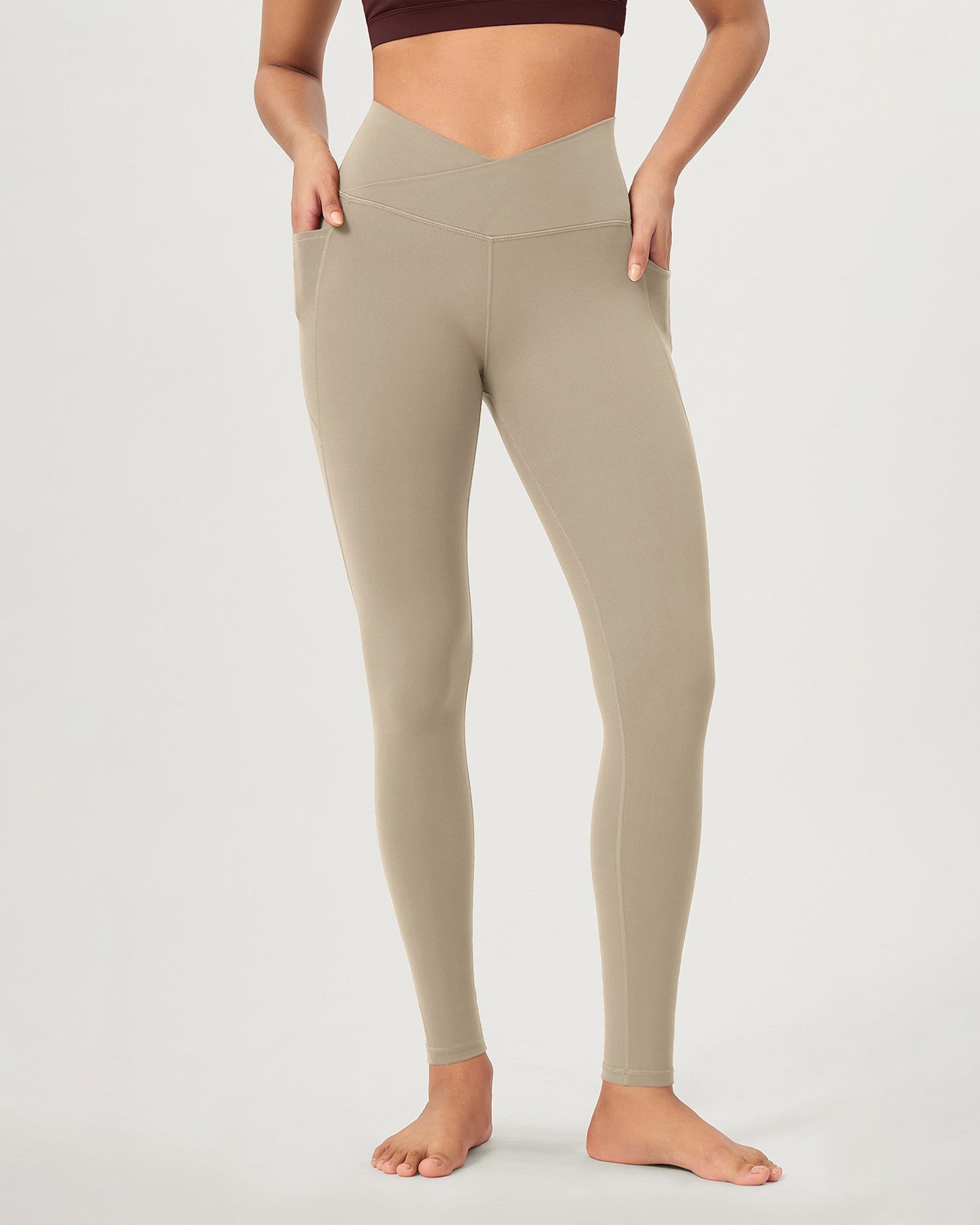 28 ODCLOUD Crossover Lounge Yoga Waist Leggings with Pockets - ododos