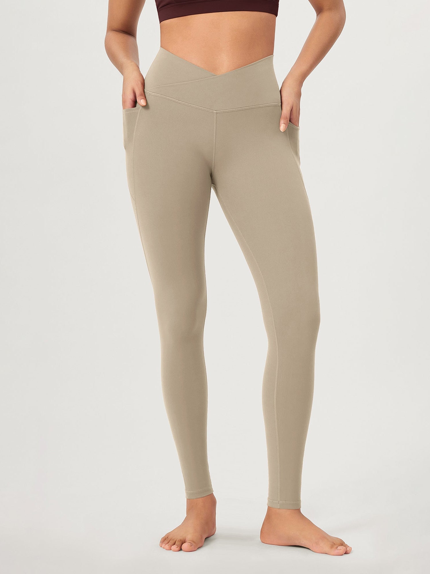 28 ODCLOUD Crossover Lounge Yoga Waist Leggings with Pockets - ododos