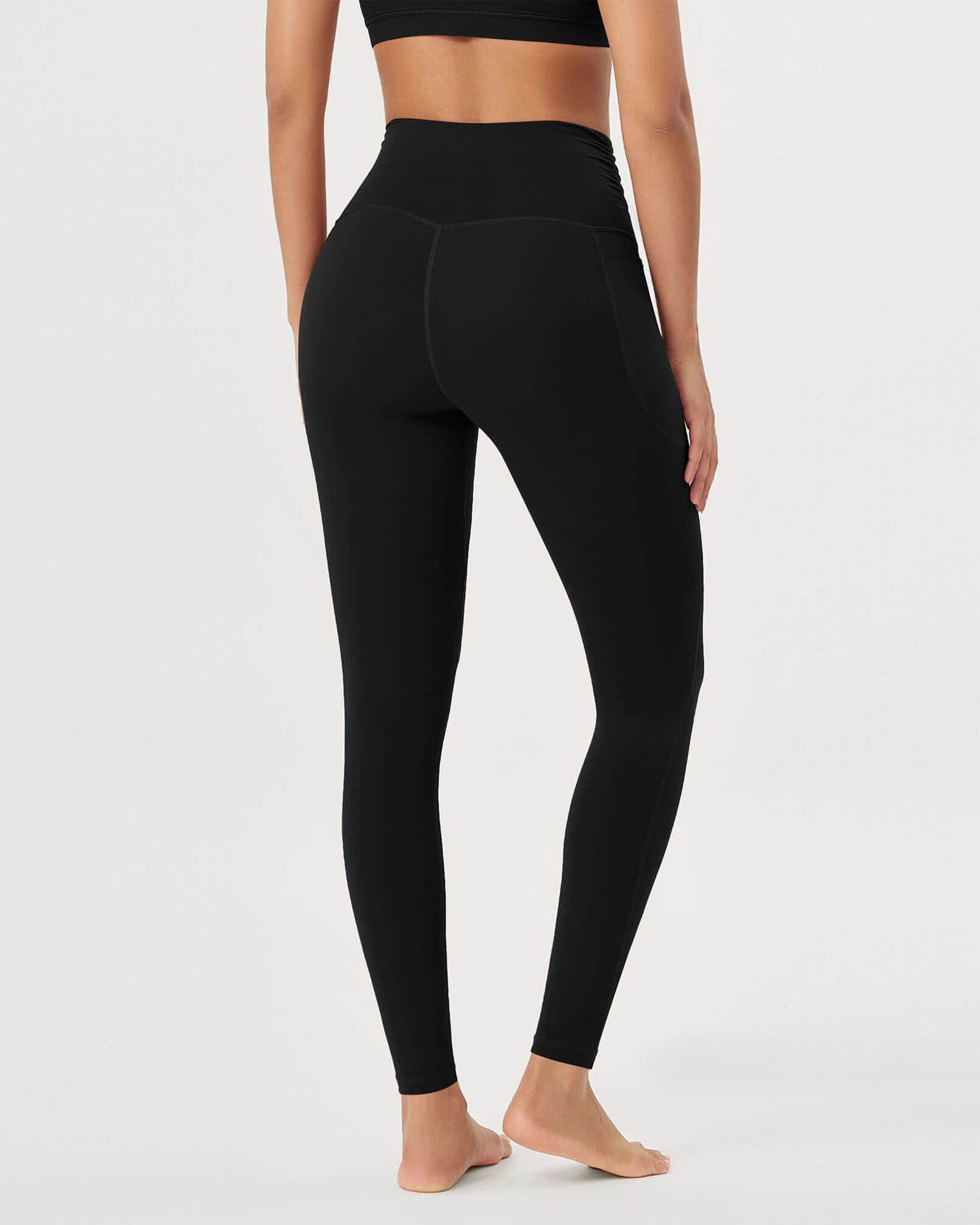 25 / 28 Gathered Crossover Lounge Yoga Leggings with Pockets - ododos