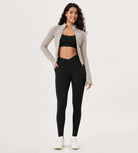 25 / 28 Gathered Crossover Lounge Yoga Leggings with Pockets - ododos