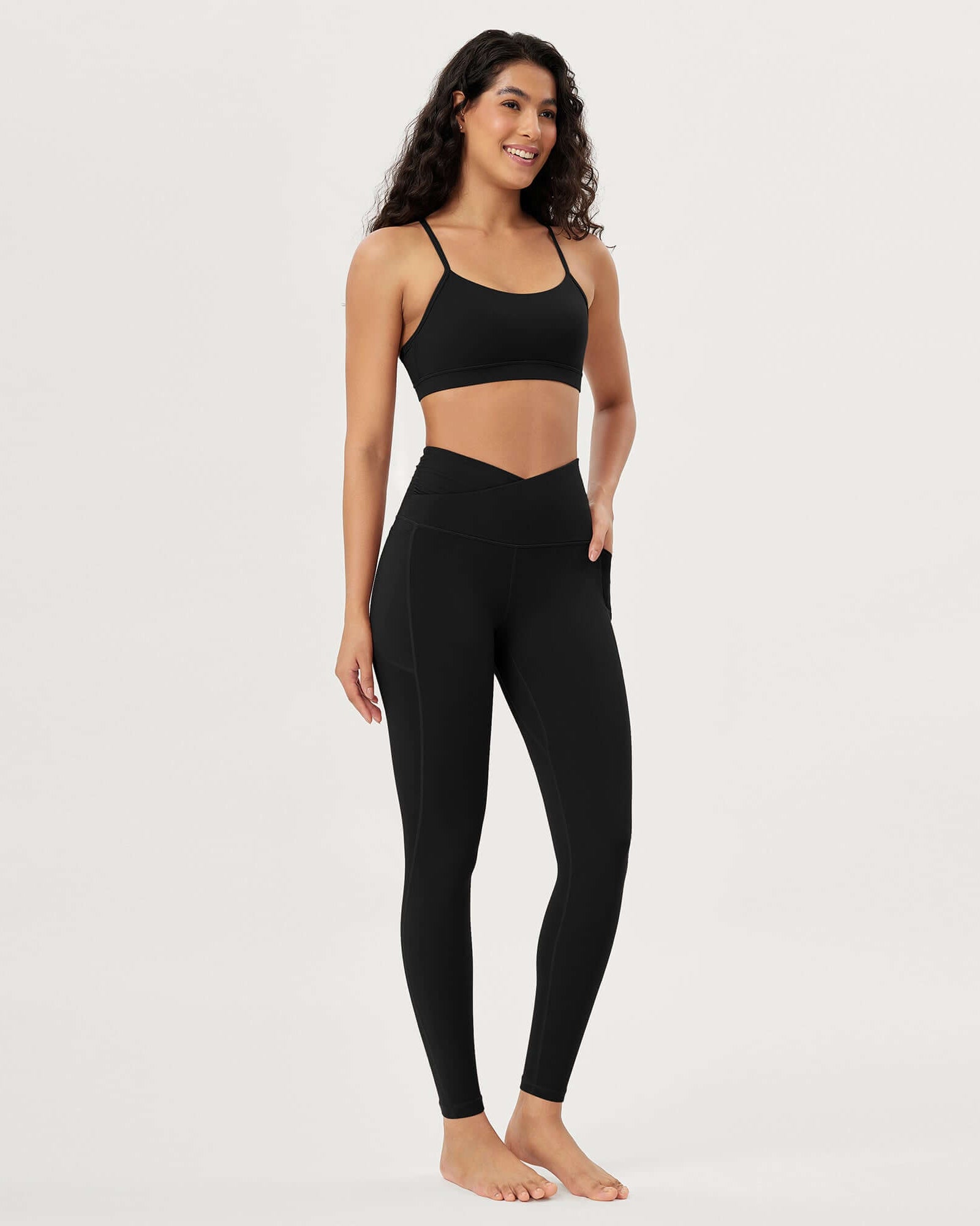 25 / 28 Gathered Crossover Lounge Yoga Leggings with Pockets - ododos