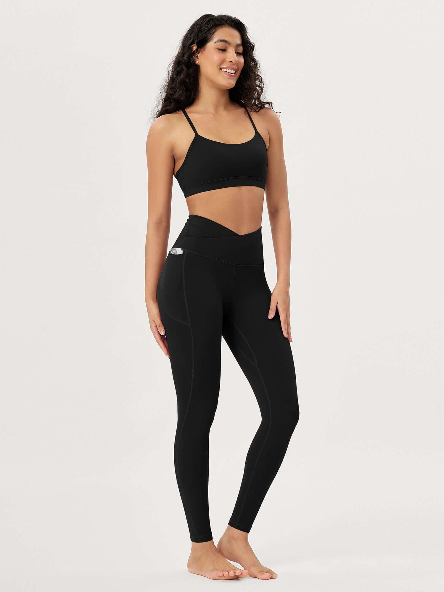 25 / 28 Gathered Crossover Lounge Yoga Leggings with Pockets - ododos