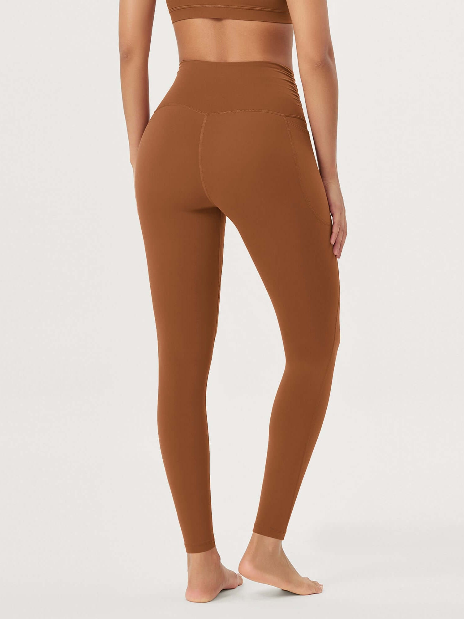25 / 28 Gathered Crossover Lounge Yoga Leggings with Pockets - ododos
