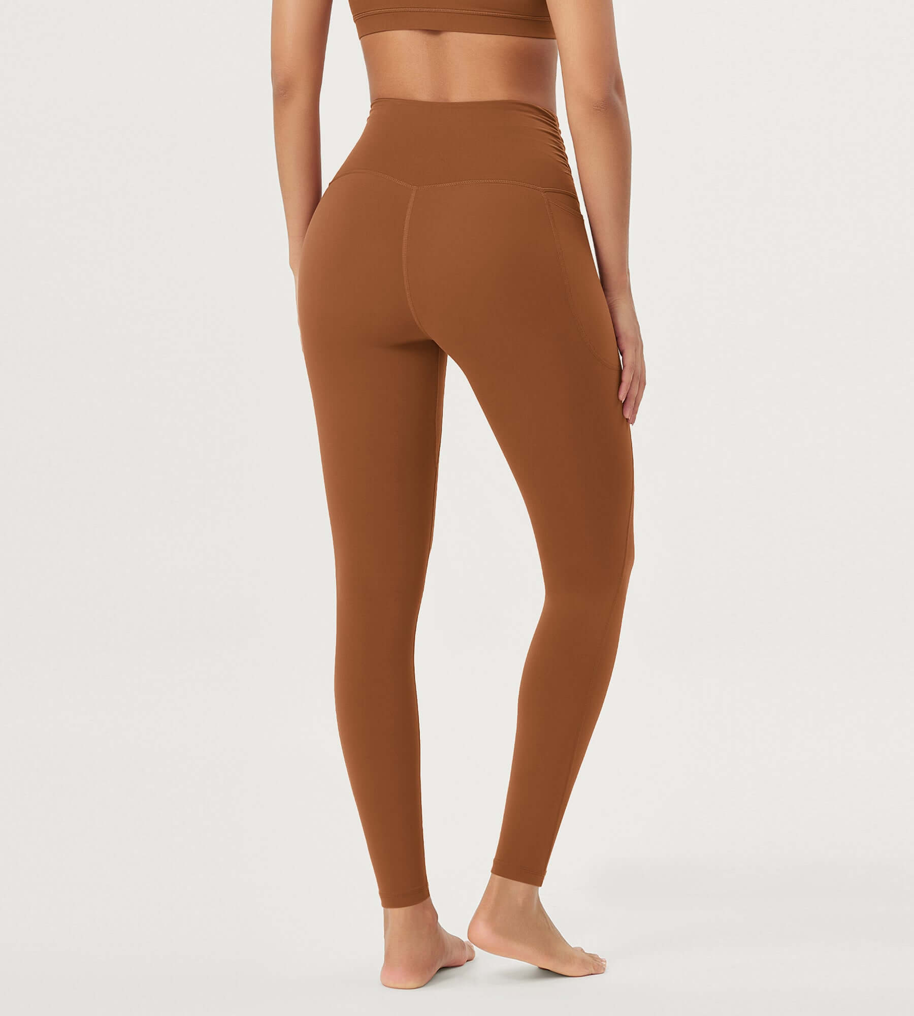 25 / 28 Gathered Crossover Lounge Yoga Leggings with Pockets - ododos