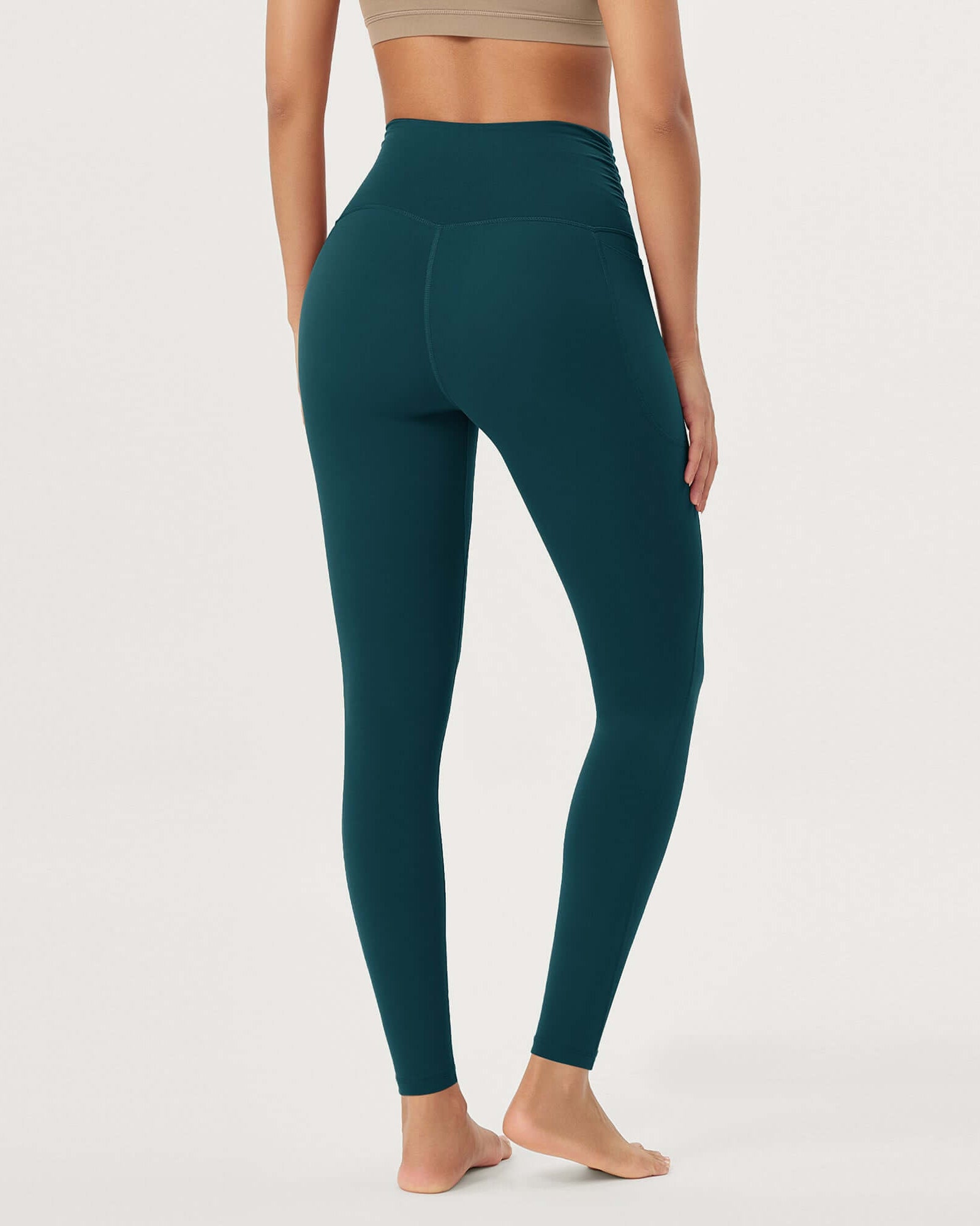 25 / 28 Gathered Crossover Lounge Yoga Leggings with Pockets - ododos