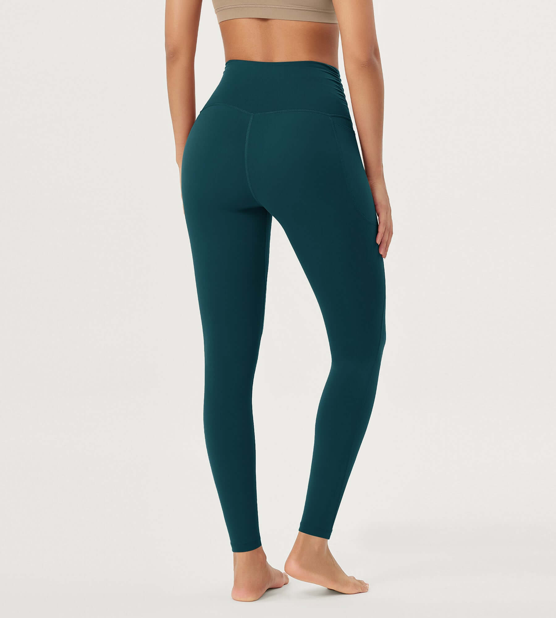 25 / 28 Gathered Crossover Lounge Yoga Leggings with Pockets - ododos