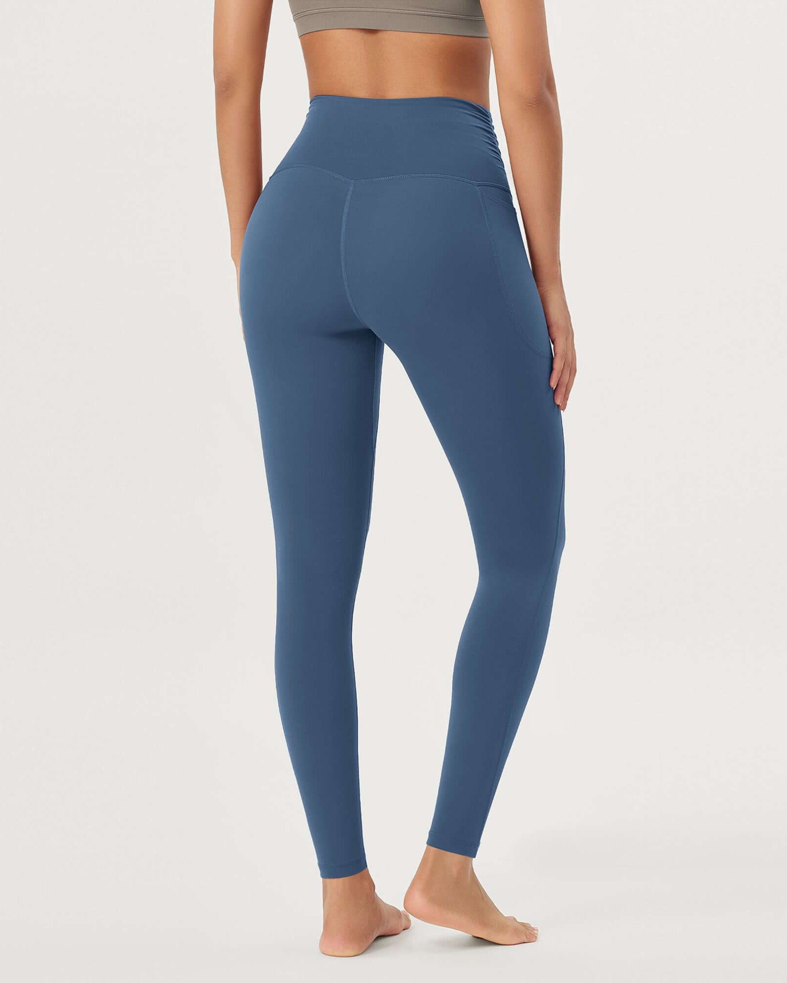 25 / 28 Gathered Crossover Lounge Yoga Leggings with Pockets - ododos