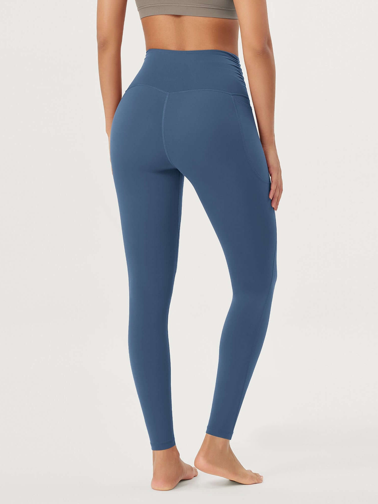 25 / 28 Gathered Crossover Lounge Yoga Leggings with Pockets - ododos