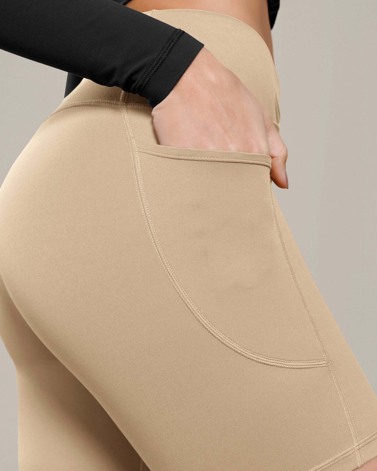 Cloud Feeling Cross Waist Yoga Shorts with Pockets - ododos