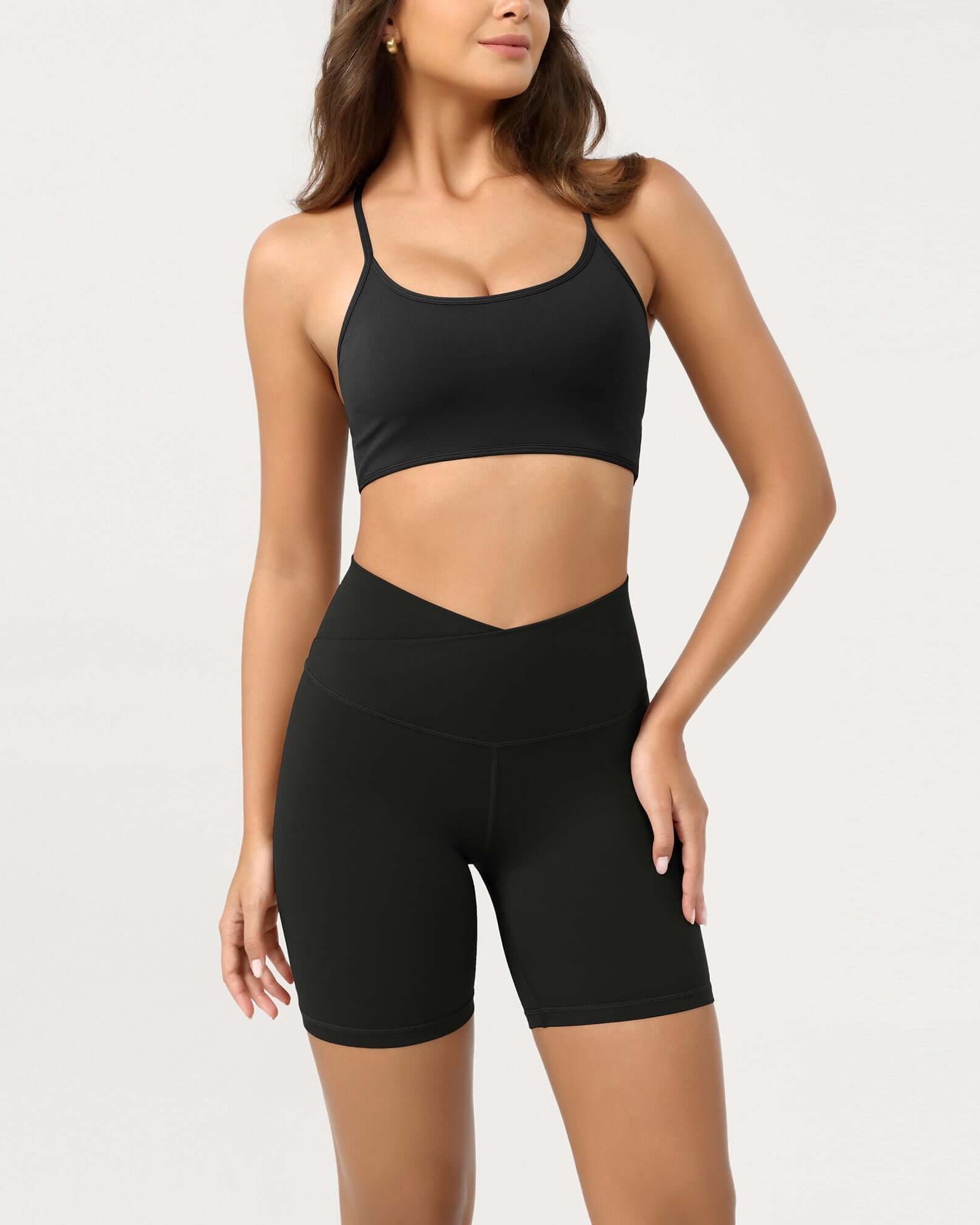 Cloud Feeling 6 Crossover Yoga Shorts Black - ododos