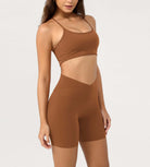Cloud Feeling 6 Crossover Yoga Shorts Caramel - ododos