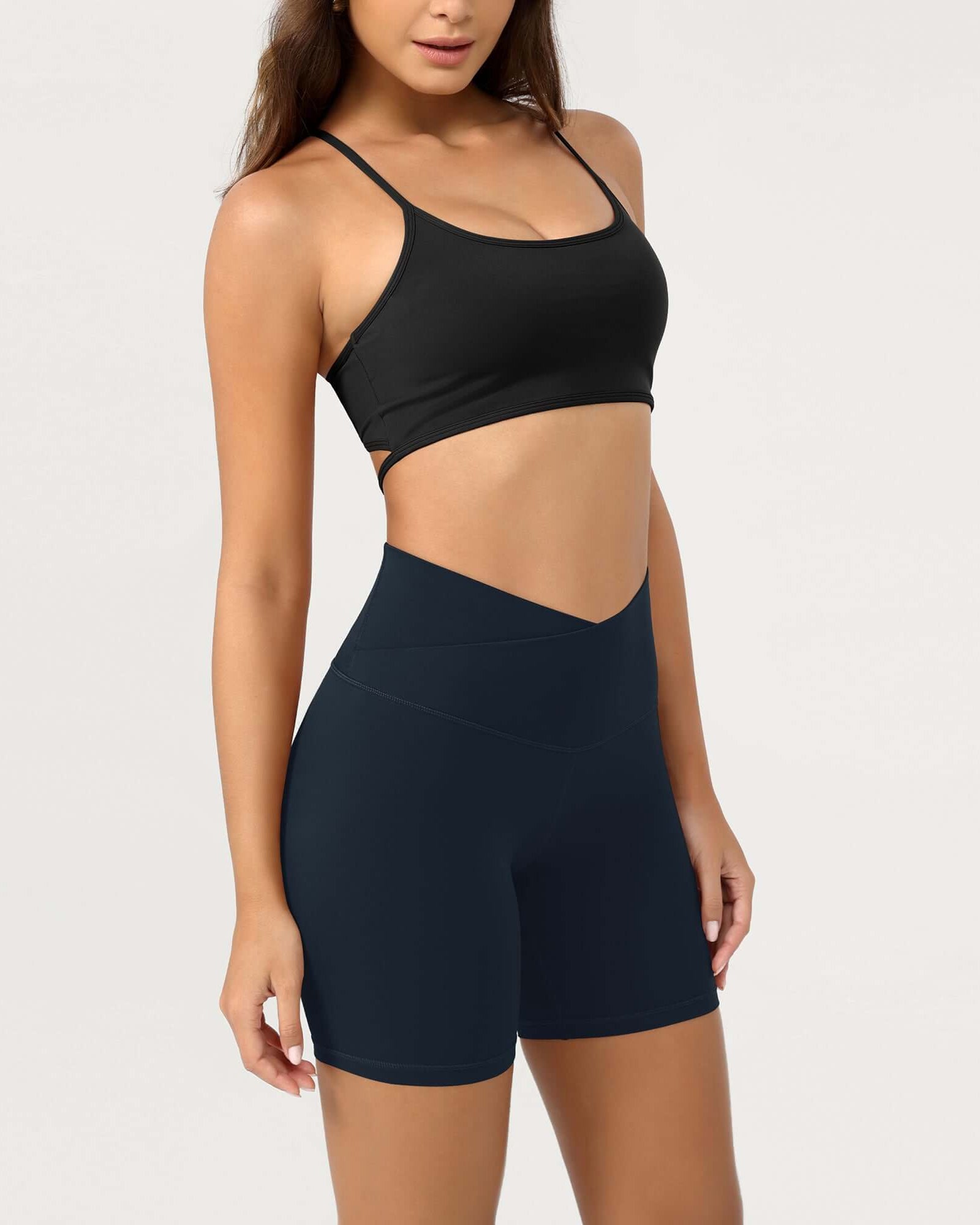 Cloud Feeling 6 Crossover Yoga Shorts Deep Navy - ododos