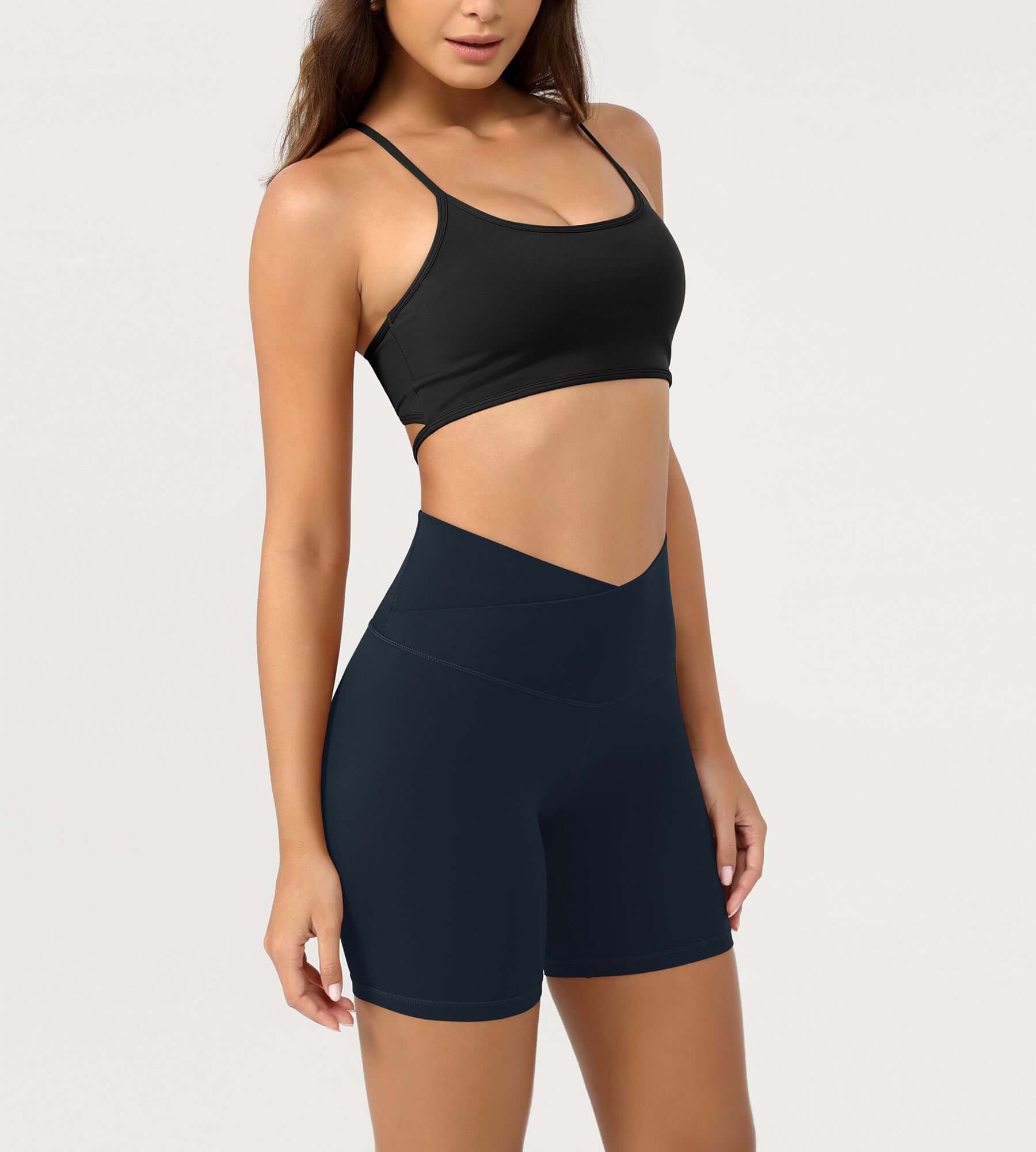 Cloud Feeling 6 Crossover Yoga Shorts Deep Navy - ododos