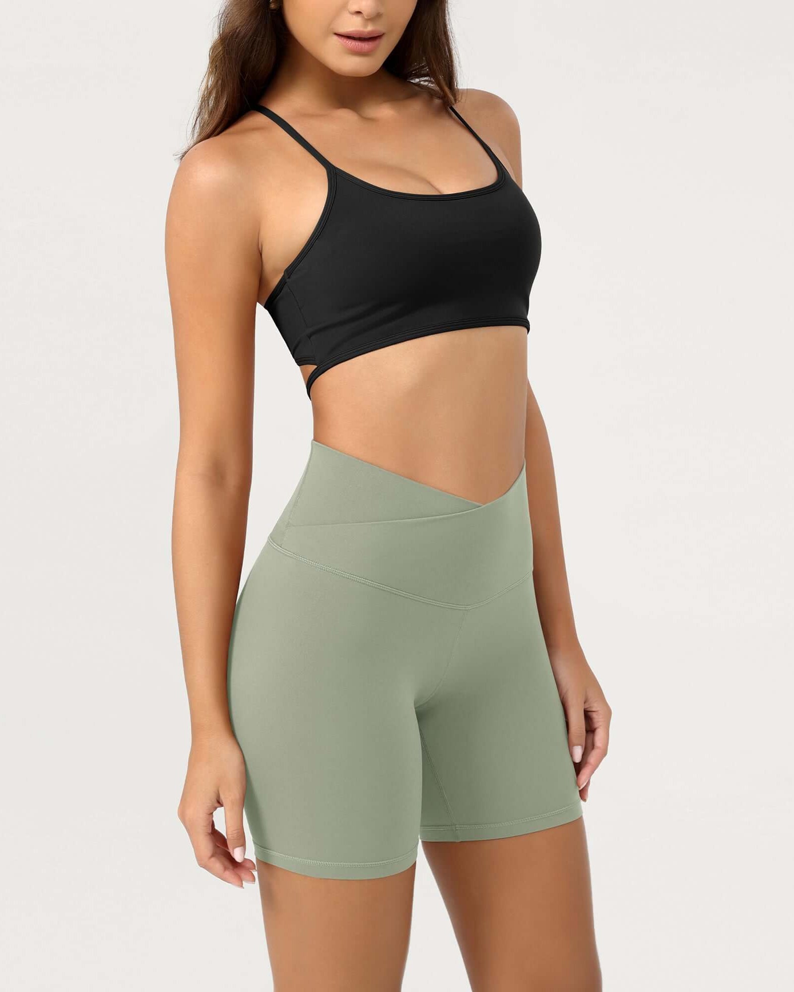 Cloud Feeling 6 Crossover Yoga Shorts - ododos