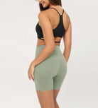 Cloud Feeling 6 Crossover Yoga Shorts Lime Stone - ododos