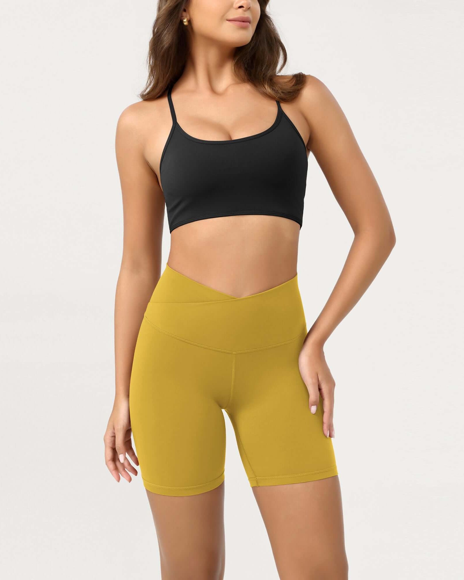 Cloud Feeling 6 Crossover Yoga Shorts Mango Mint - ododos