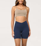 Cloud Feeling 6 Crossover Yoga Shorts Navy - ododos
