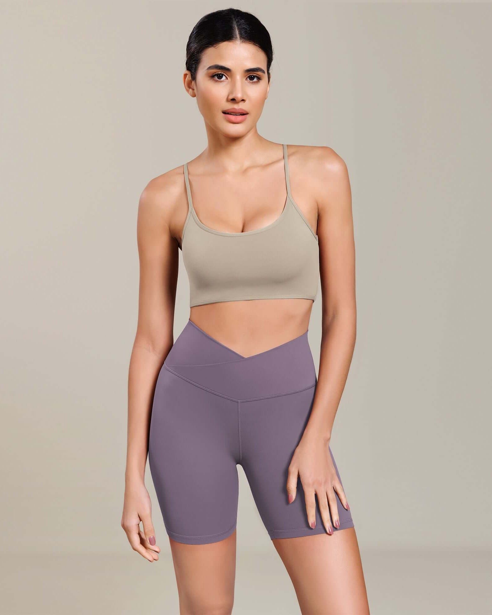 Cloud Feeling 6 Cross Waist Yoga Lounge Shorts Ash Violet - ododos