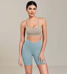 Cloud Feeling 6 Cross Waist Yoga Lounge Shorts Chambray - ododos
