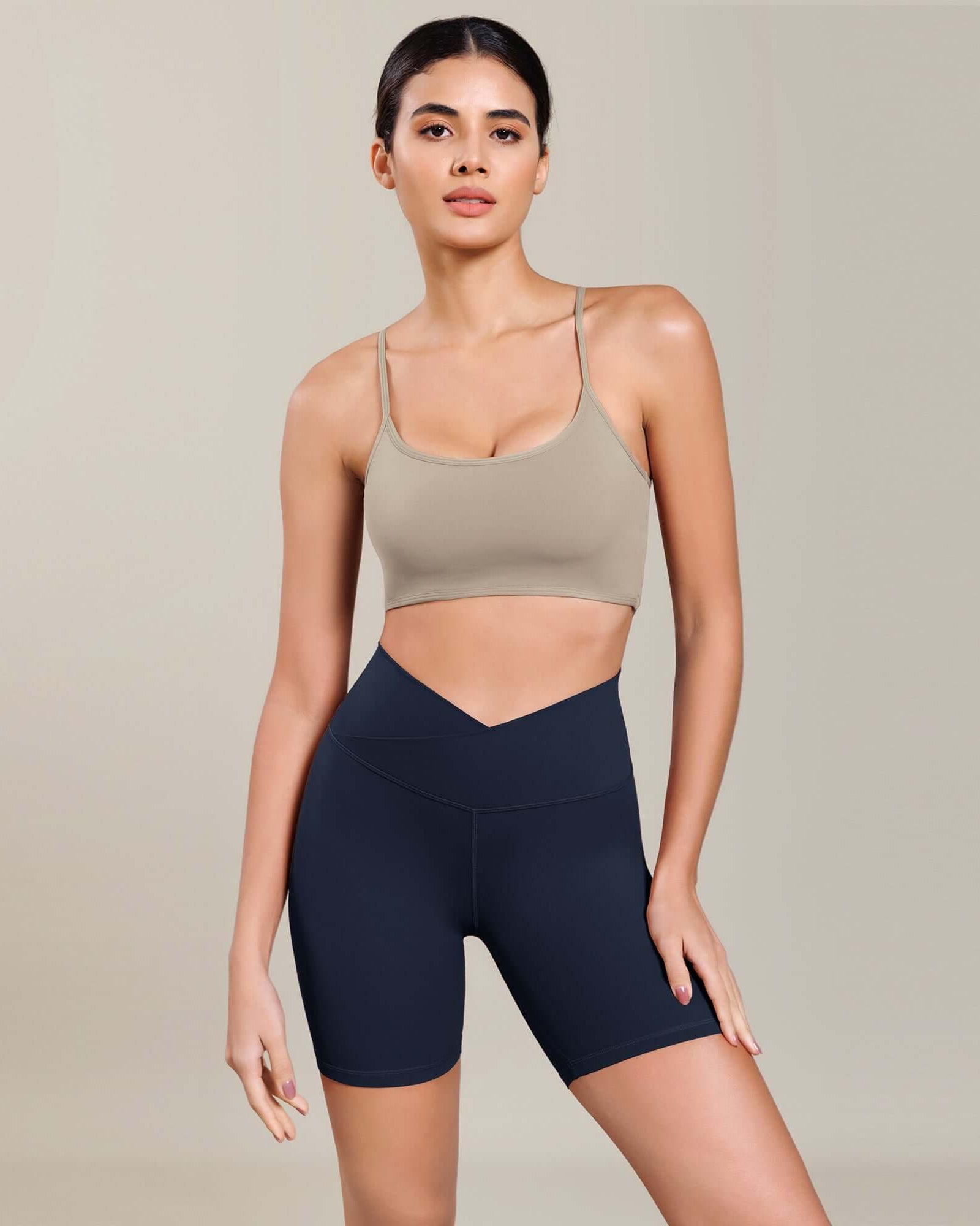 Cloud Feeling 6 Cross Waist Yoga Lounge Shorts Deep Navy - ododos