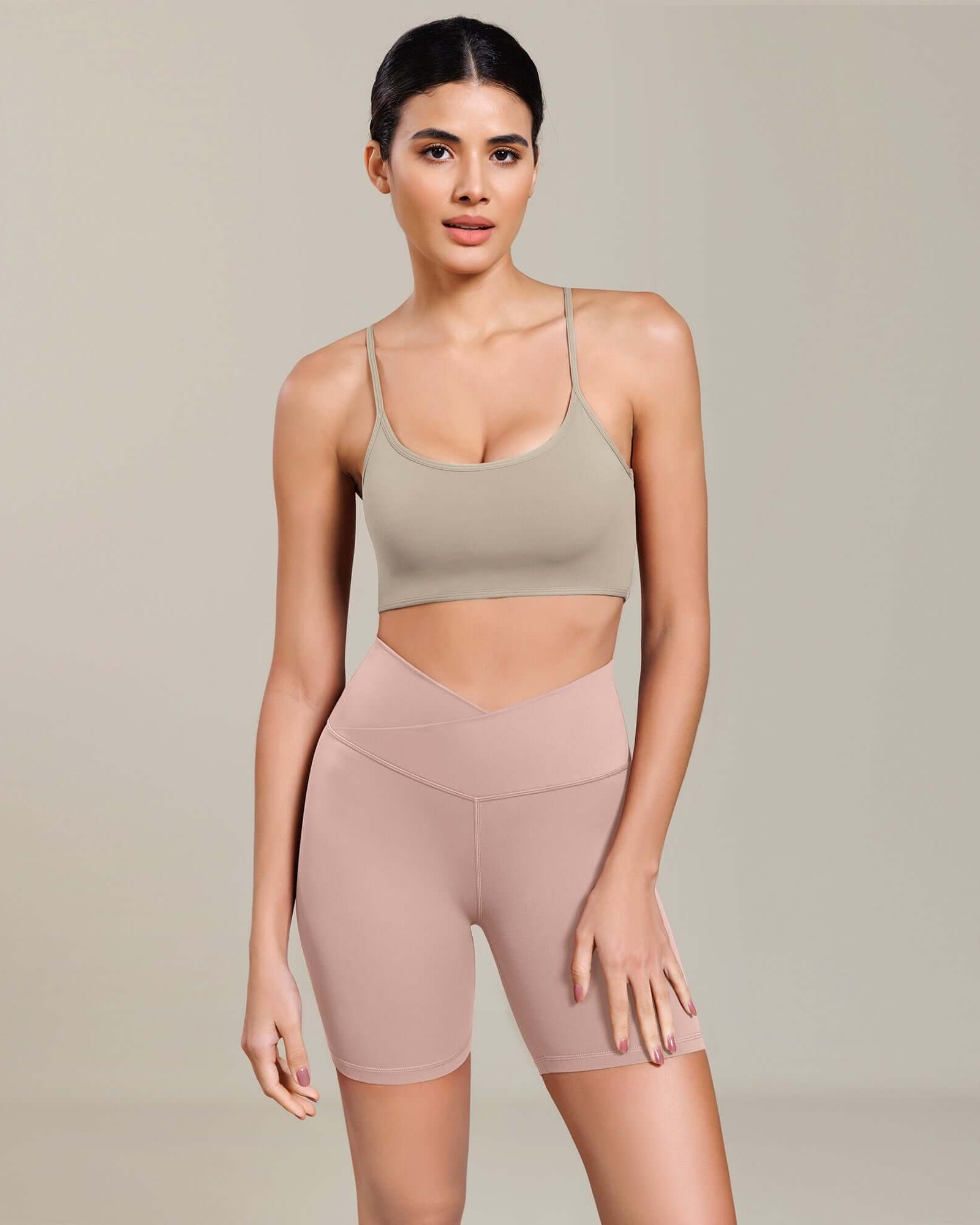 Cloud Feeling 6 Cross Waist Yoga Lounge Shorts Dusty Pink - ododos